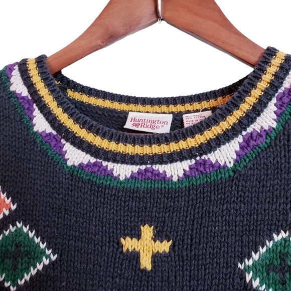 Vintage Huntington Ridge Aztec Sweater Women's Medium Multicolor - Picture 5 of 11